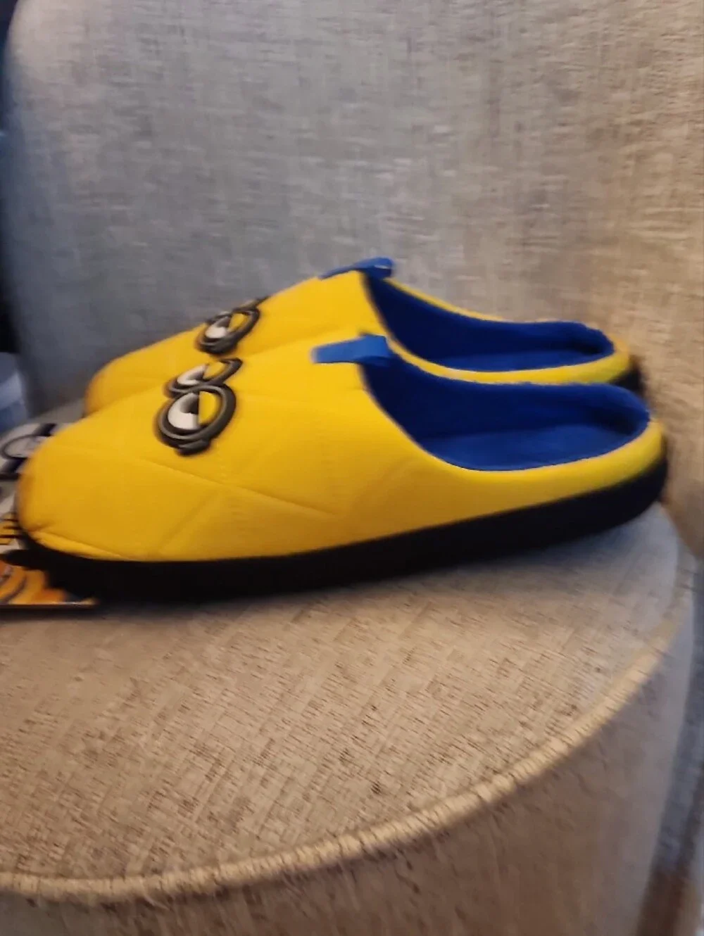 Yellow Quilted Slip-On Loafers with Character Accent